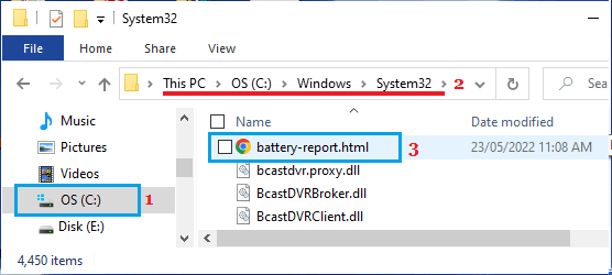 Open Battery Report on Windows Laptop