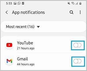 Disable Notifications from Apps on Android Phone