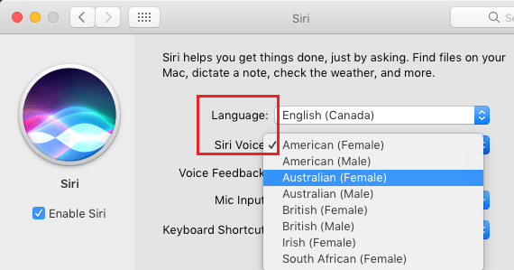 Change Siri Voice and Language on Mac