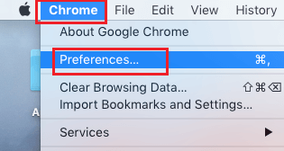 Chrome Browser Preferences Option on Mac