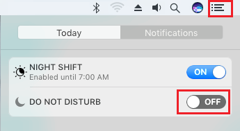Disable Do Not Disturb Mode on Mac