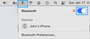 Switch ON Bluetooth on Mac