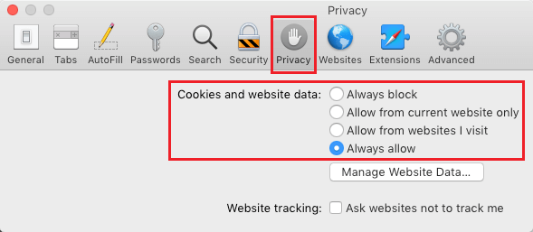 Enable or Disable Cookies on Mac Safari Browser