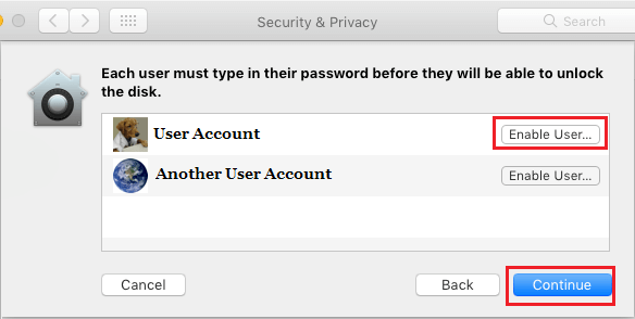 Enable FileVault For Individual Users on Mac