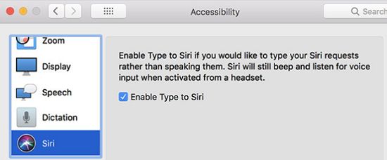 Enable Type to Siri on Mac
