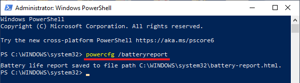 Generar informe de batería de computadora portátil de Windows usando PowerShell
