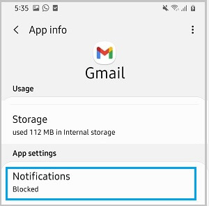 Notifications Setting Option on Android Phone