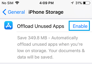 Enable Offload Unused Apps option 