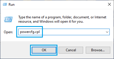 Abra la configuración de energía de Windows usando el comando Ejecutar