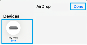 Select AirDrop Recieving Device on iPhone