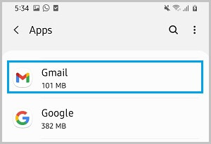 Select Gmail App on Android Phone