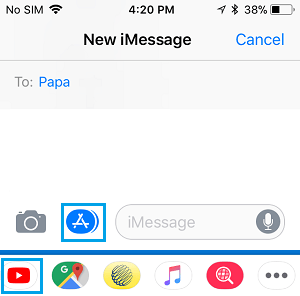 App Store Icon in Messages App on iPhone