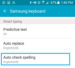 Auto Spell Check Option on Android Phone