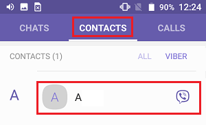 Contacts Tab in Viber on Android Phone