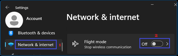 Disable Flight Mode on Windows PC