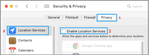 Disable Location Services on Mac