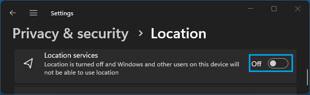 Disable Location Services on Windows Computer