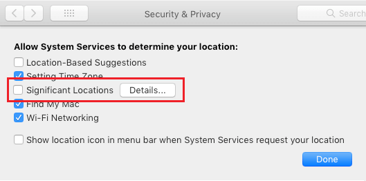 View Details and Disable Significant Locations Service on Mac