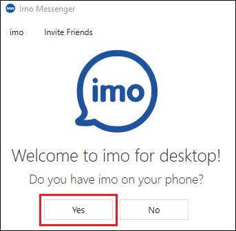 Welcome to imo Messenger Screen