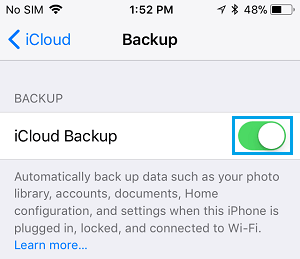 Enable iCloud Backups on iPhone