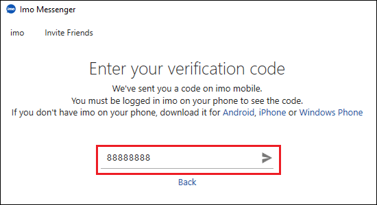 Enter imo Verification Code