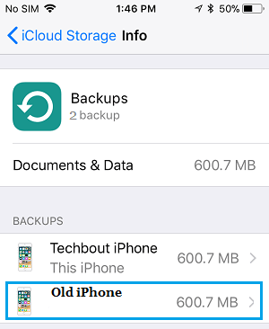 Old iPhone Backup on iCloud 