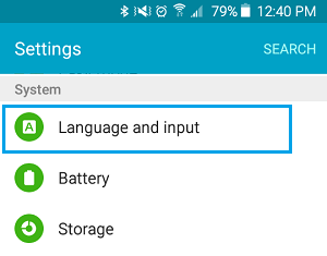 Language and Input option in Settings Screen On Android Phone