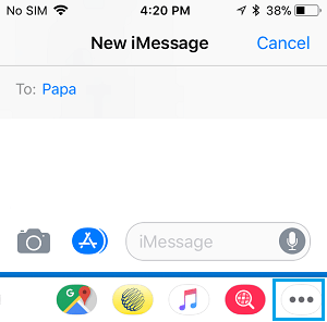More Button in App Drawer in Messages App on iPhone
