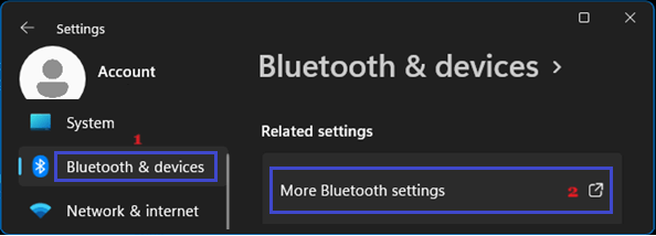 Open More Bluetooth Settings Option in Windows