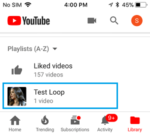 List of Playlists in YouTube App