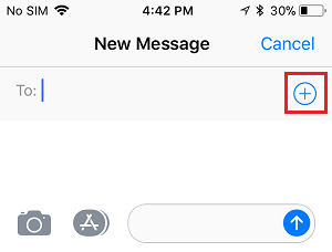 Plus Icon in Messages App on iPhone