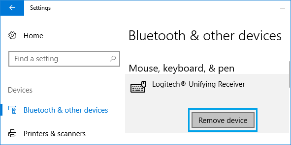 Remove Bluetooth Device in Windows 10 