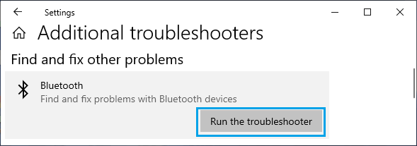 Run Bluetooth Troubleshooter on Windows PC
