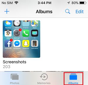 Screenshots Album on iPhone