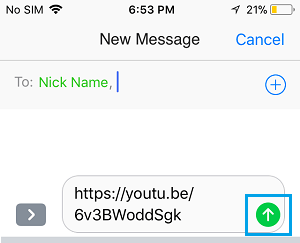 Send YouTube Video Using iMessage on iPhone