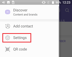 Settings Tab in Viber on iPhone