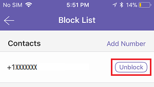 Unblock Viber Contact Option