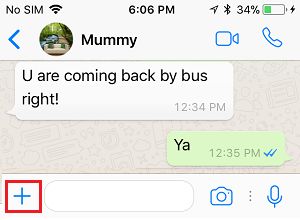 Plus Icon in WhatsApp