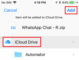 Add WhatsApp Chat With Photos to iCloud Drive