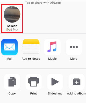 AirDrop to iPad Pro From iPhone