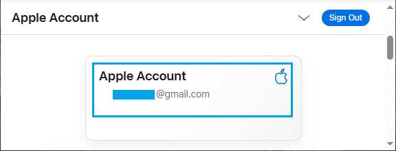Apple Account Card on Apple ID Website