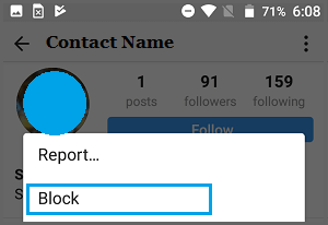 Block Option in Instagram