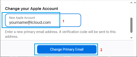Change Primary Email to iCloud Email Address
