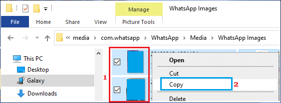 Copy Selected WhatsApp Photos from Android Phone to PC