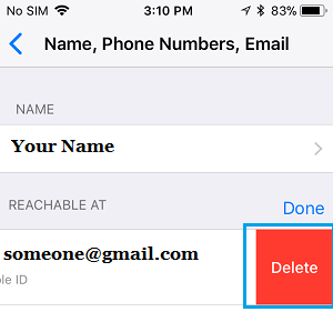 Delete Current Apple ID Email on iPhone