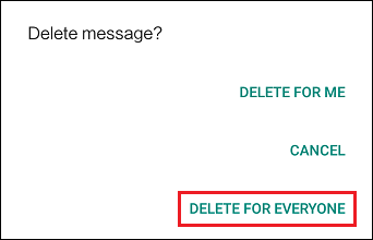Delete For Everyone Option in WhatsApp on Android Phone