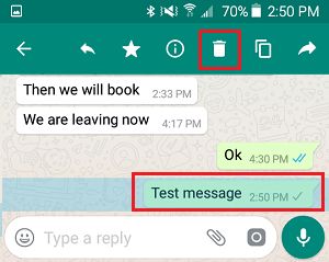 Delete Sent Message in WhatsApp on Android Phone 