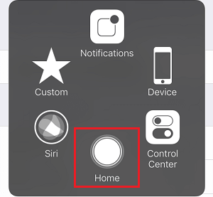 Virtual Home Button in AssistiveTouch Menu on iPhone