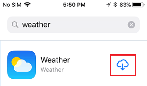 Vuelva a instalar la aplicación meteorológica en el iPhone