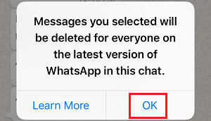 Bestätigen Sie Das Löschen Der Nachricht In Whatsapp